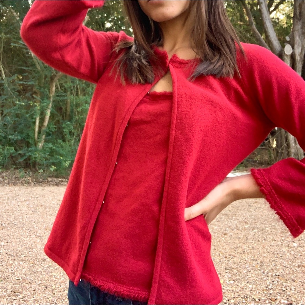 Y2K red sweater two-piece